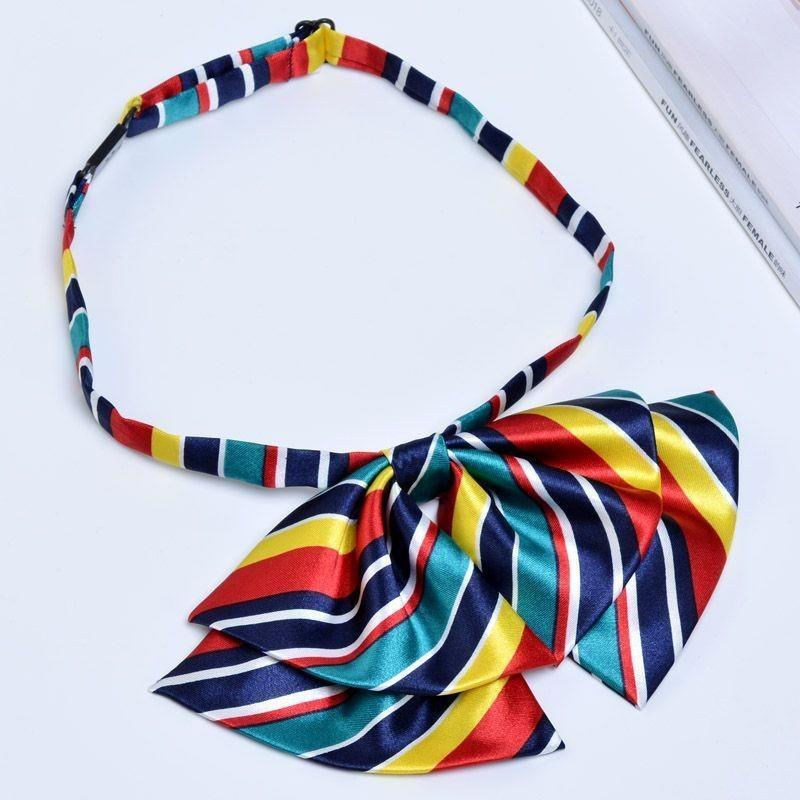 Business Attire Double Layer Bow Tie For Women With Polyester Material And Button Fastening