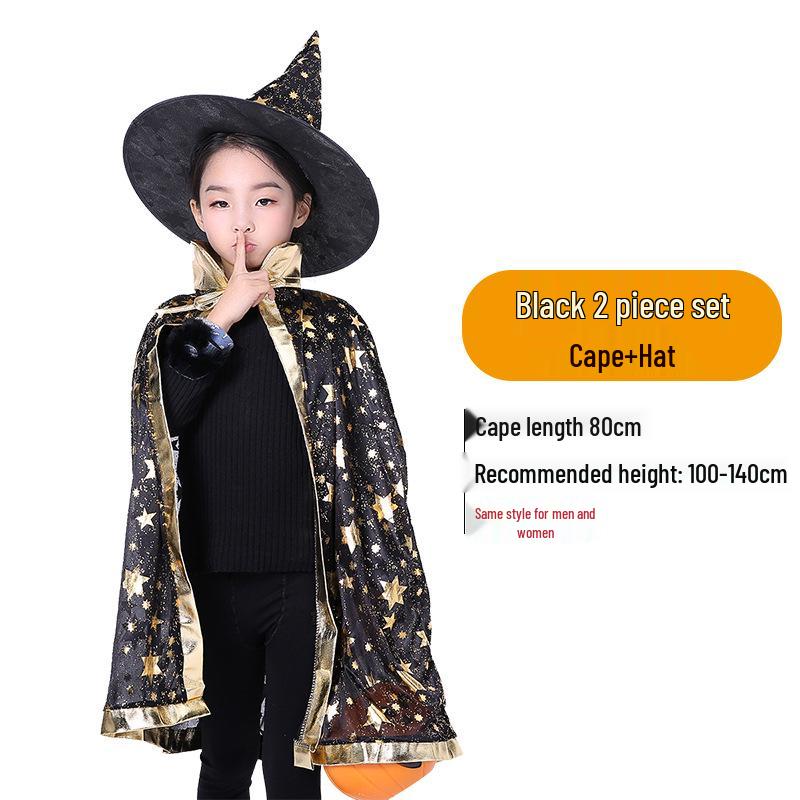Children s Five-Star Halloween Witch & Wizard Cloak - Cosplay & Performance Costume One Size