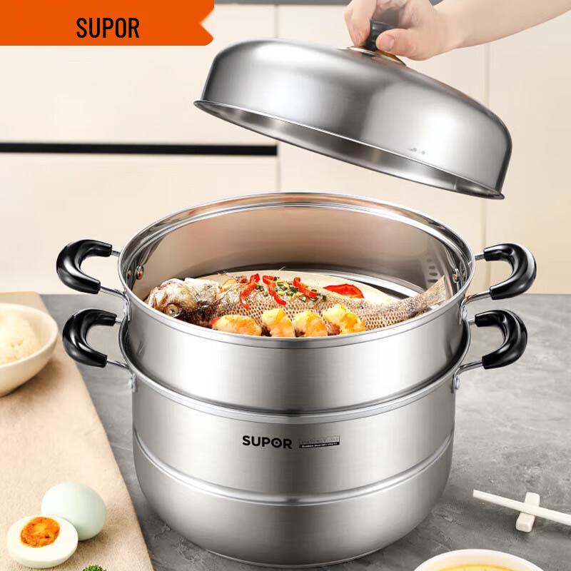 Supor 304 Stainless Steel Double-Layer Steamer Pot, Multi-Stove Compatible