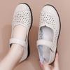 Sandals Women's Hollow Breathable Hole Shoes Non-slip Soft Leather Medium and Old Soft Bottom Flat Bottom Summer Elderly Shoes