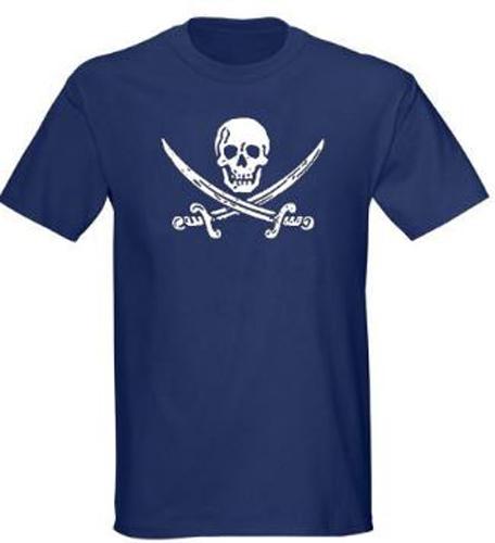 Jack Rackham Mens Navy Blue Pirate T Shirt S - 5XL Jolly Roger skull swords punk S разноцветный