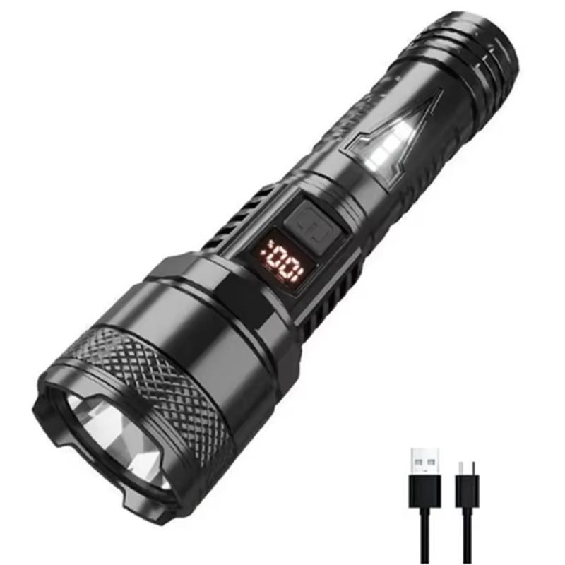 

Яркий светодиодный фонарик USB-аккумуляторная лампа COB Lights Power Display Водонепроницаемый фонарик Супер яркий прожектор Легкие фонарики чёрный