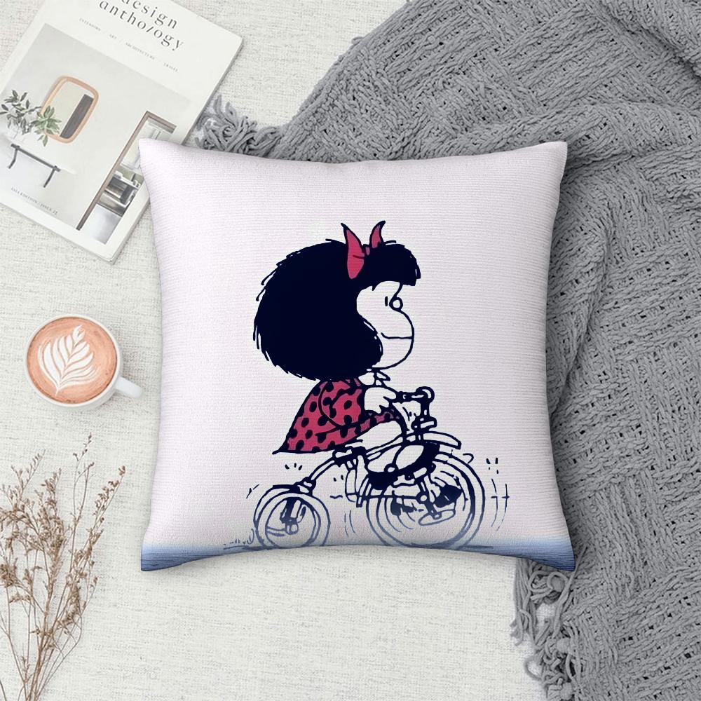 Cartoon M-Mafaldas Pillow Case Sofa Decorative Home Double-sided Print Plush Square Throw Pillow Covers Cushion Decor Cover
