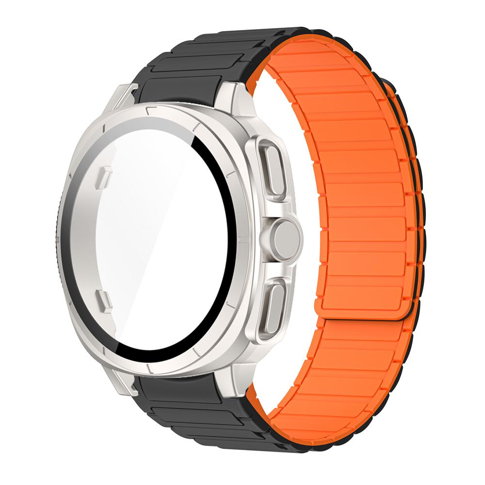 PC Case+Strap Upgrade To Ultra 47mm for Samsung Galaxy Watch 7 40mm 44mm No Gaps Silicone Magnetic Band PC Tempered Glass Screen