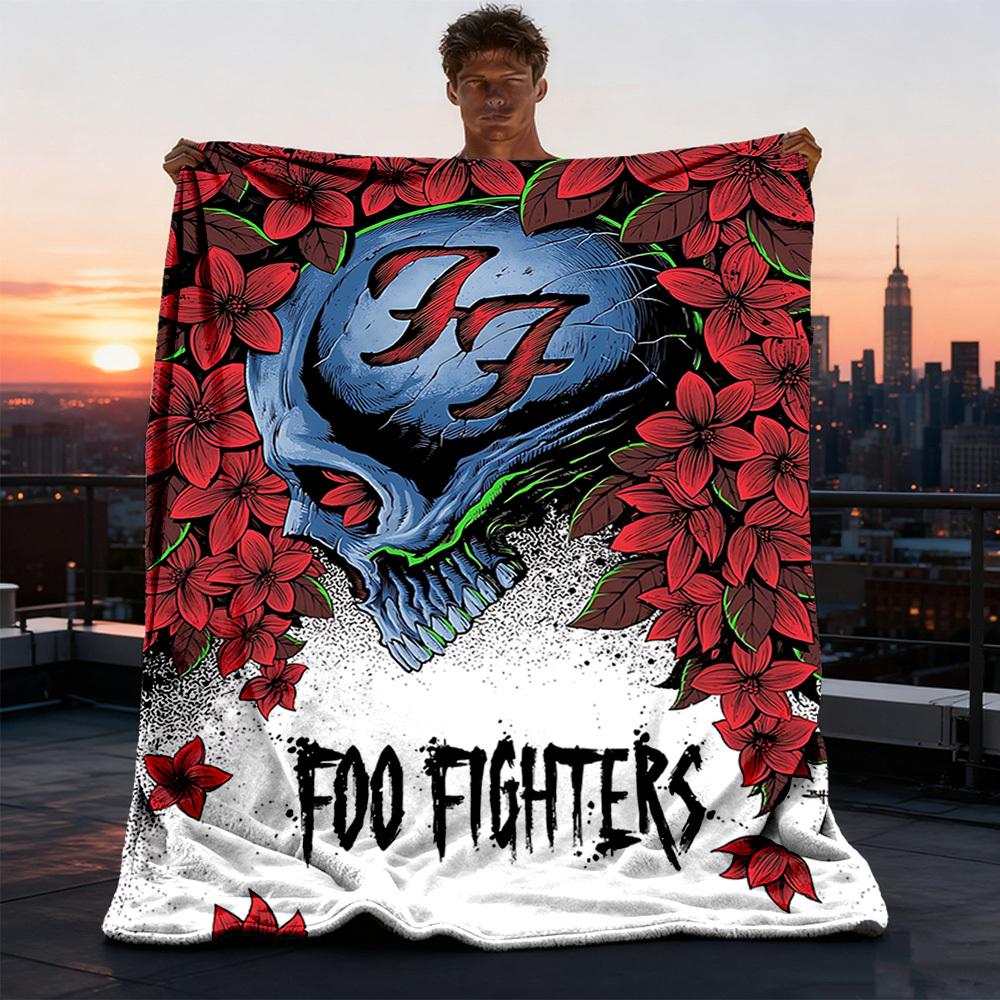 1pc Foo Fighters Outdoor Blanket Lightweight Flannel Throw For Travel, Camping, Livingroom, Couch, Chair Soft