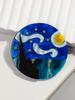 New World Famous Paintings The Starry Night Acrylic Brooch Round Circle Iridescent Brooches Pins for Women Clothing Accessories