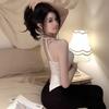 Sexy Pure Desire Neck Beauty Back Suspender Sleeveless Off-the-shoulder Vest Top Women's T Summer Slim-fit Navel Base Women's T Tide