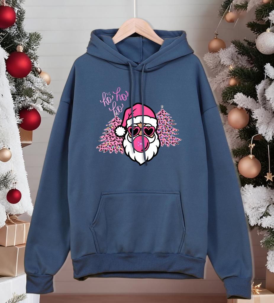 Merry Christmas Tree Santa Claus Printing Men Hoodies Casual Loose Sportswear All-Match Clothes Fleece Autumn Man Streetwear