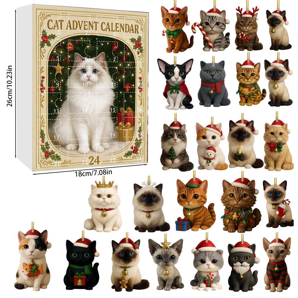 Christmas Cat Acrylic Advent Calendar With 24 Decor Slots For Holiday Celebrations
