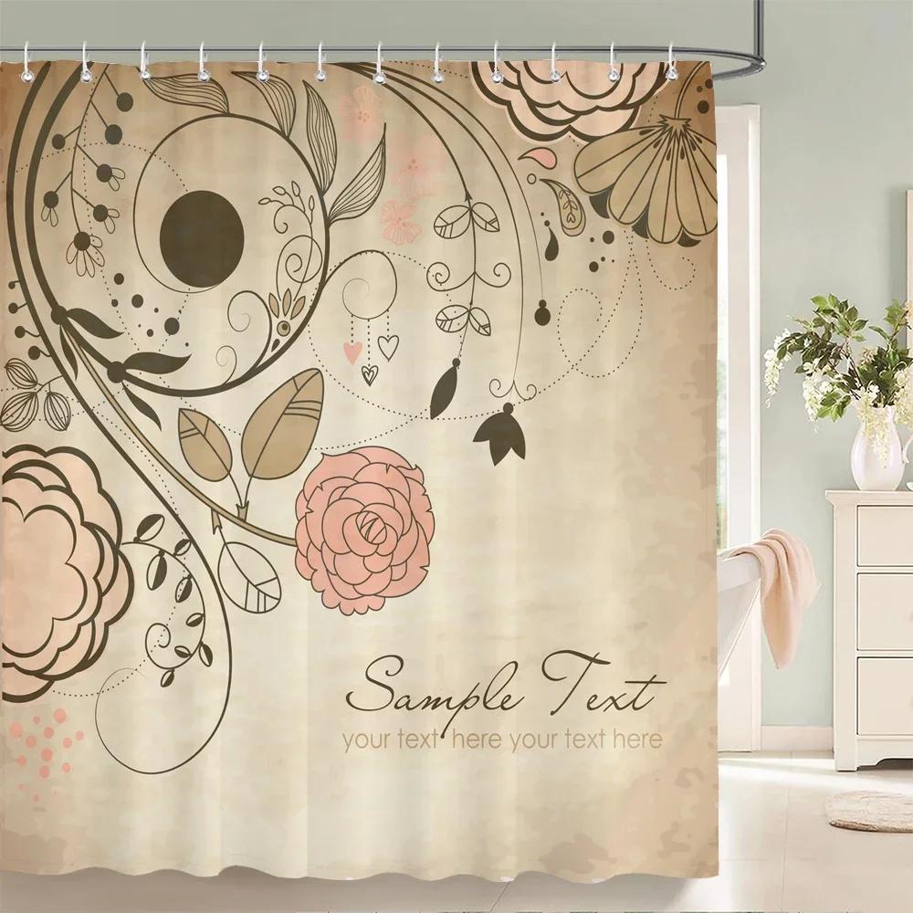 

1 Pack Modern Art Flower Style Polyester Printing Shower Curtain Partition Bathroom Curtain With Hooks Home Decorative Curtain W60H190(CM)-1 Pcs