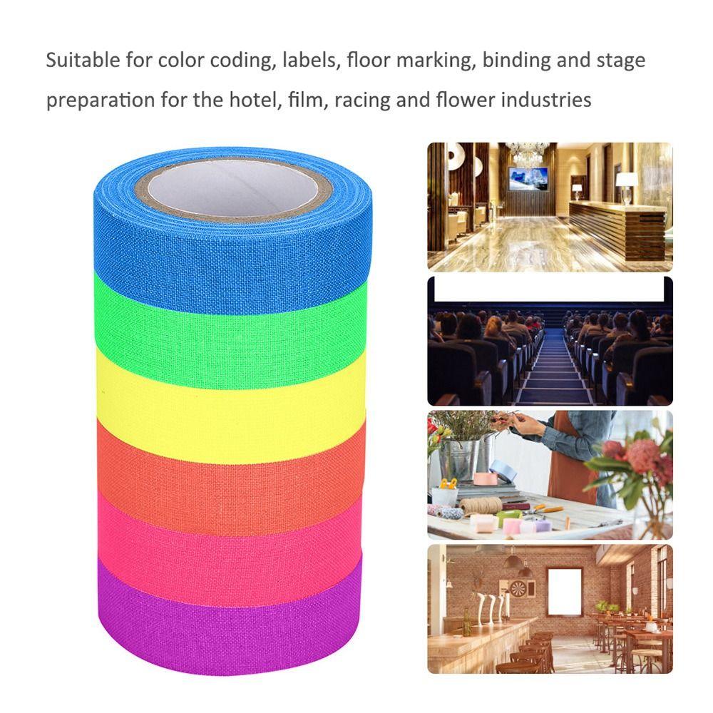 6PCS High Viscosity Fluorescent Cloth Tape Multi-Color Neon Gaffer Tape Luminous Tape  Floor Marking