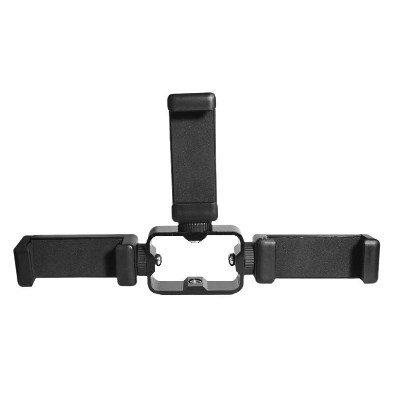 Universal Multi-Camera Live Streaming Stand with Three-Position Phone Clip, Gimbal, and Adjustable Tripod