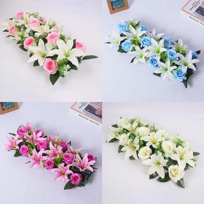 18Pcs/bundle 43cm Artificial Flowers Shooting Prop Rose&lily Artificial Rose Lily Flowers Wall Arches Decor Party Stage Supplies