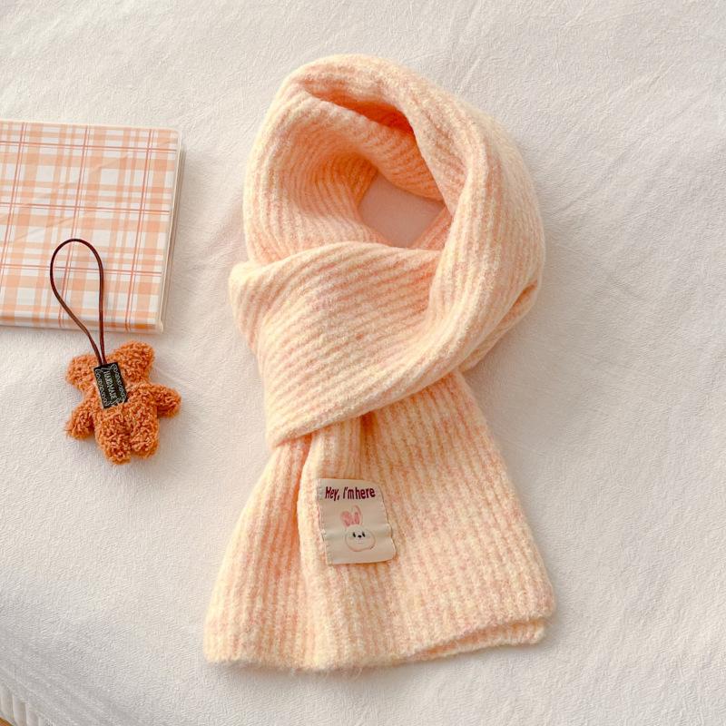 Money Rabbit Boundless, Wool-containing New Scarf Women's Autumn and Winter Korean Version Versatile Cute Girl Student Neck Scarf