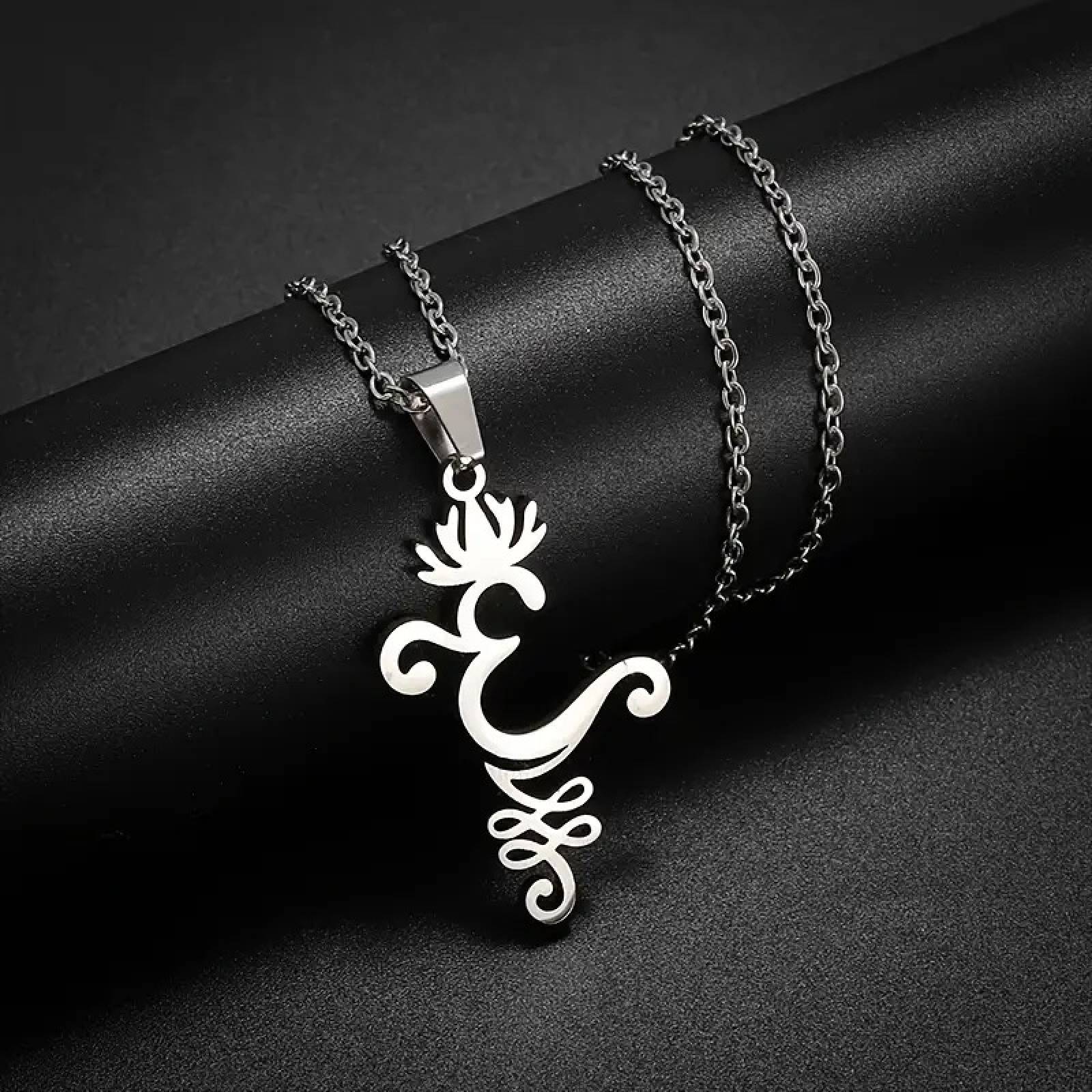 Lotus Unalome Symbol Pendant Necklace for Women Yoga Chakra Stainless Steel Jewelry Gift