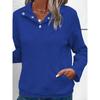Buttoned Collar Long Sleeve Solid Texture Casual Women S Sweatshirt