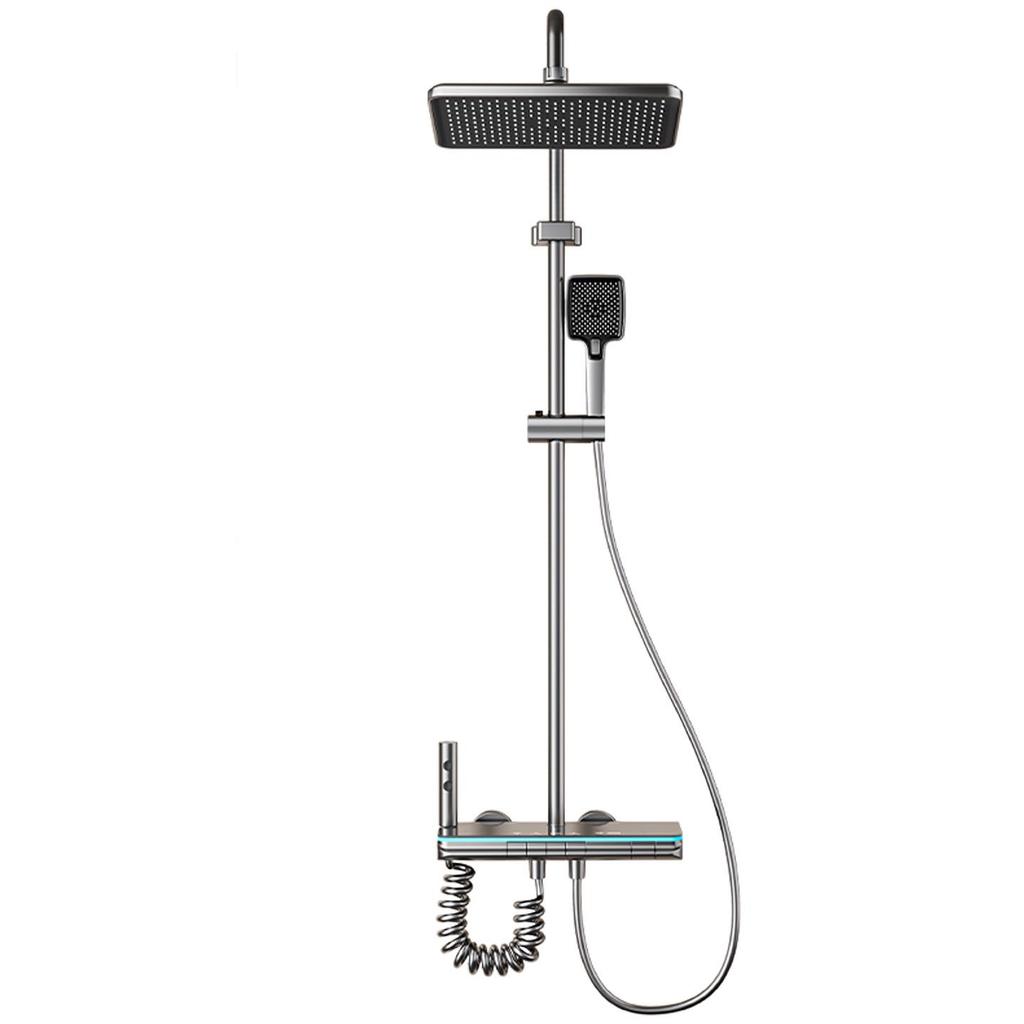 All-Copper Thermostatic Shower Head Set with Digital Display and LED Light
