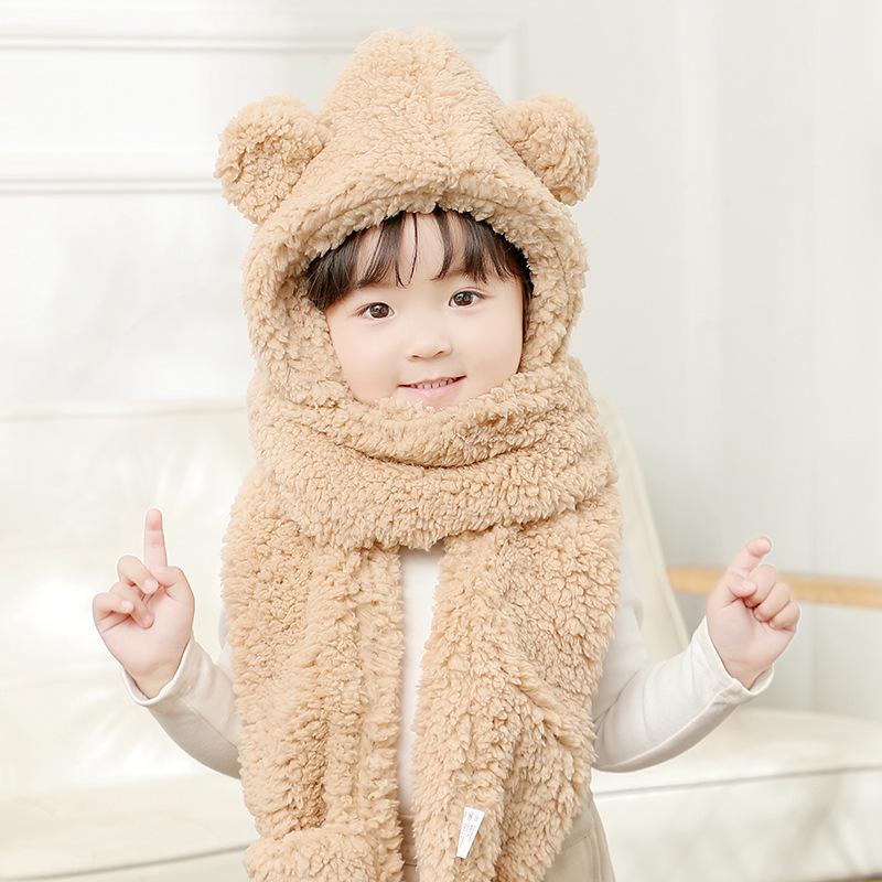 Kids' Plush Hat, Scarf & Gloves Set - Warm, Thickened, One-Piece for Boys & Girls, Autumn/Winter Parent-Child Style