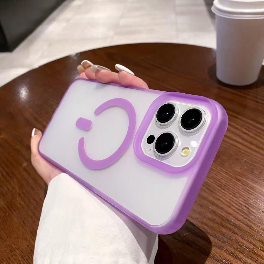 

Подходит для Apple 16ProMax Улучшенный магнитный чехол-накладка Матовый iPhone 15 Противоударный 14 Защитный чехол iPhone11 фиолетовый