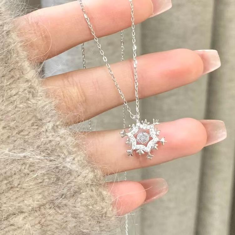 2025 Elegantes Schneeflocken-Halsband: Luxuriöse Klapperkette mit Herz – Perfektes High-End-Geburtstagsgeschenk