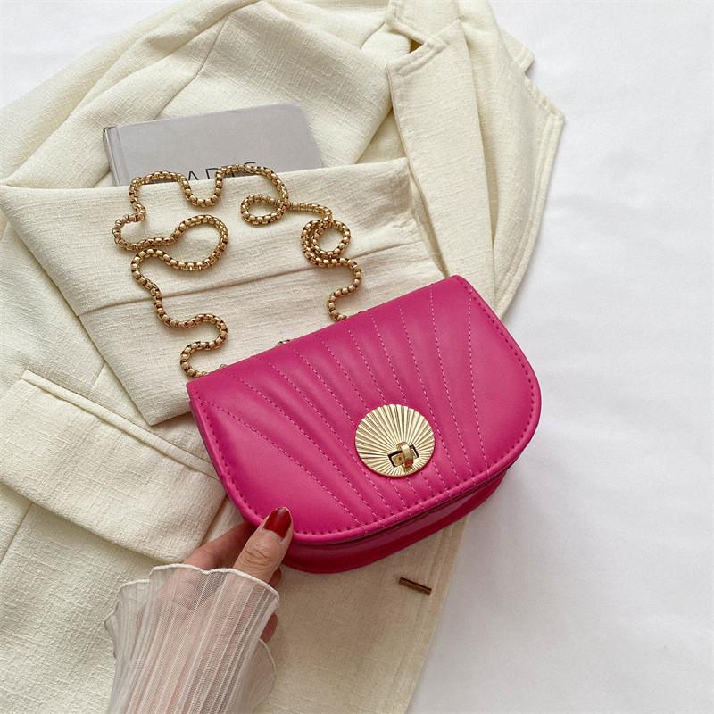Fashionable Pu Leather Saddle Bag Stylish Street Trend Crossbody Purse For Women розовый