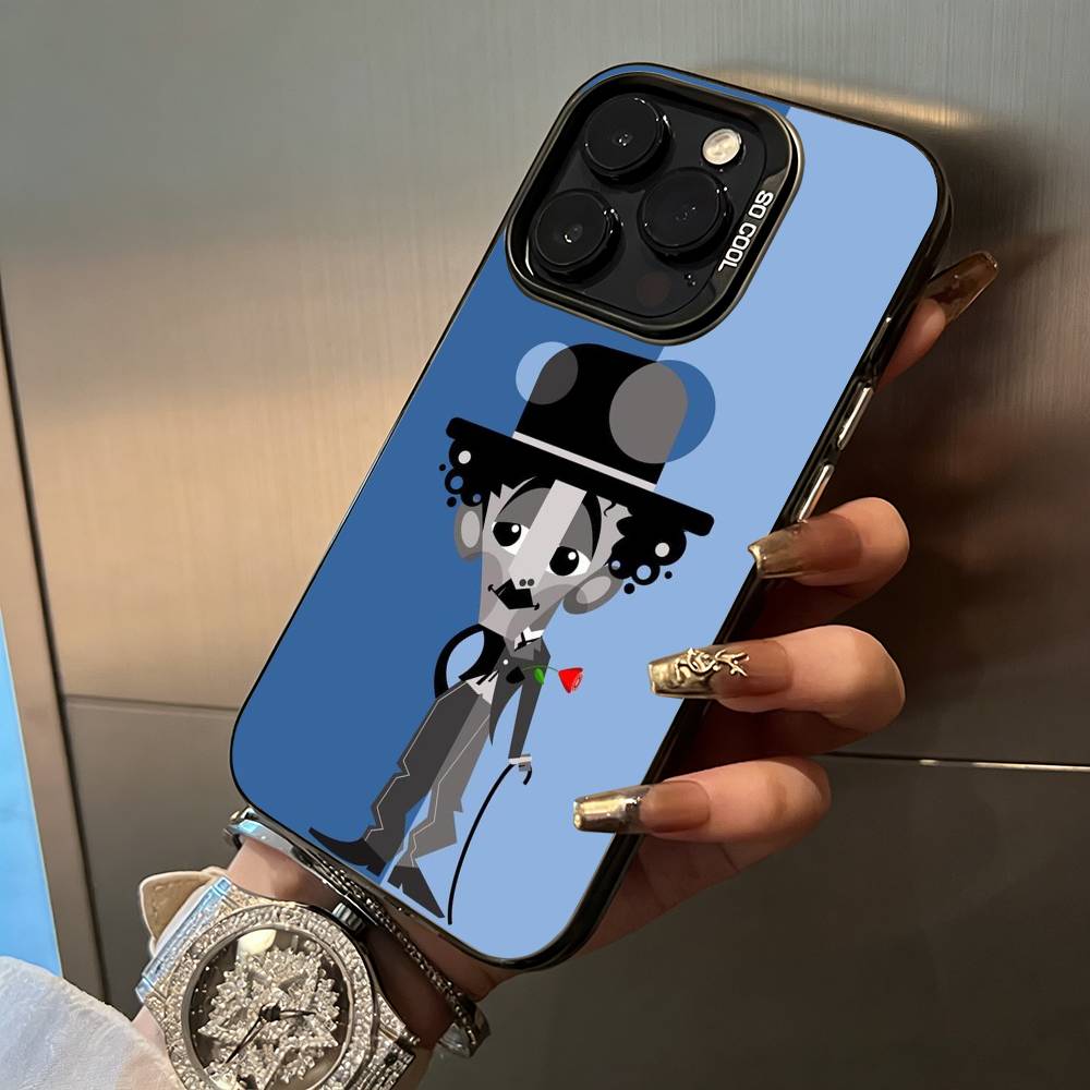 

C-Charlie Chaplin Phone Case For iPhone 17,16,15,14,13,12,11 Plus Pro Max Colored Silver Phone Case iPhone13Pro