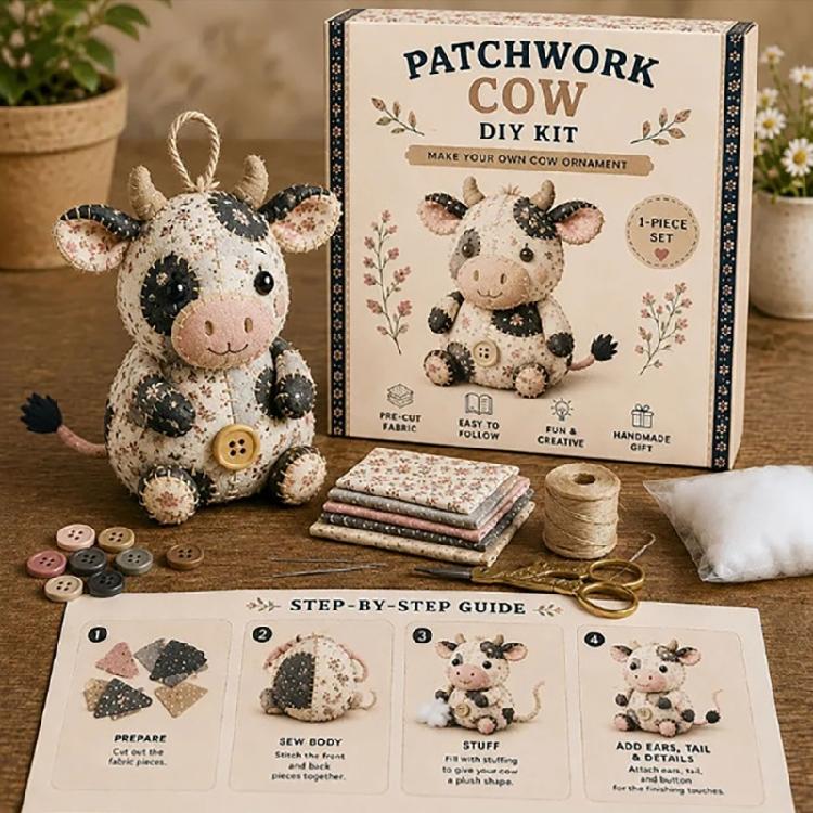 Handmade Animal Sewing Craft Kits with Precuts Fabric and Stuffing DIY Patchwork Animal Kits Plush Animal DIY Set Home Decors