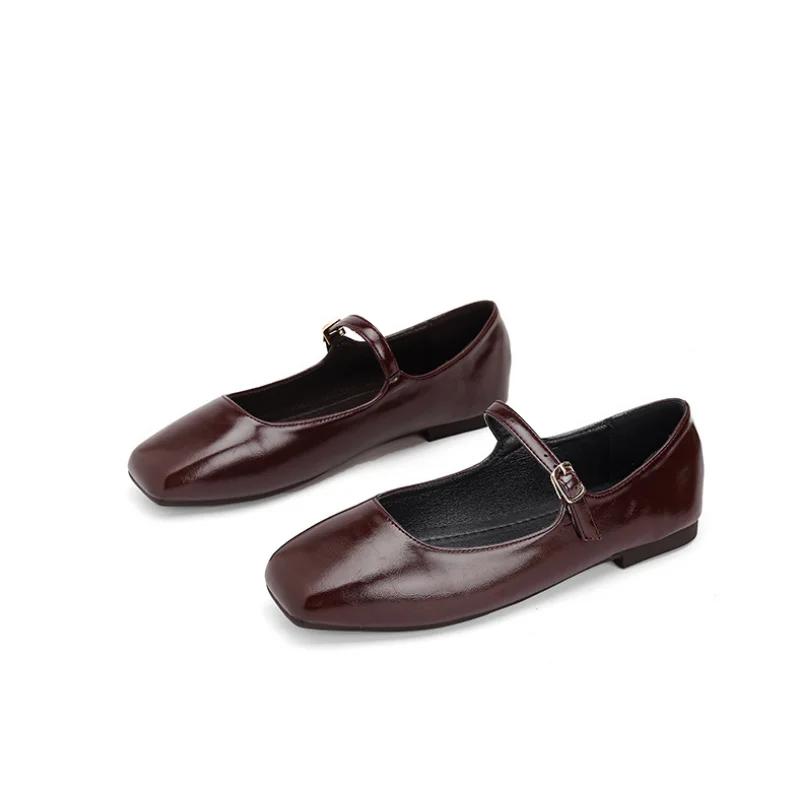 2025 Spring New Retro Women Flat Ballet Shoes Fashion Sneakers Square Toe Ladies Casual Mary Jane Slingback Shoes Designer Shoes