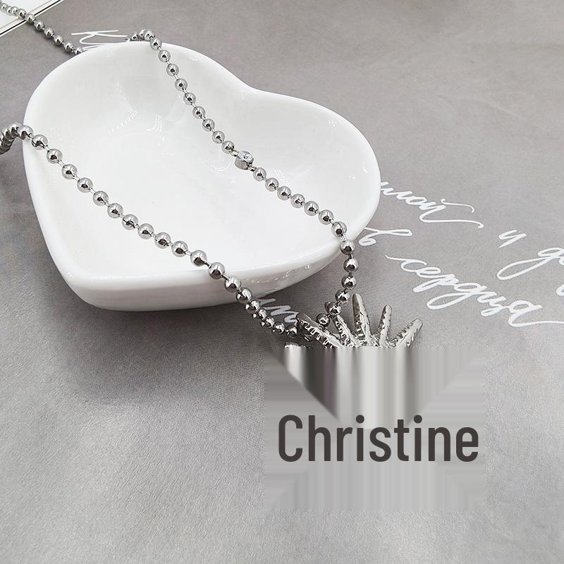 Sunflower Pendant Necklace with Cat s Eye Stone - Fashionable Titanium Steel Design