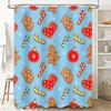 Christmas Shower Curtain Decorative Fabric Printing Waterproof Bathroom Shower Curtains with Gingerbread Man Cookie Candy Cane P