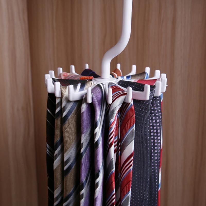 20 Hook Neck Ties Scarf Organizer 360 Degree Rotating Tie Rack Frame Tie Hanger Holders
