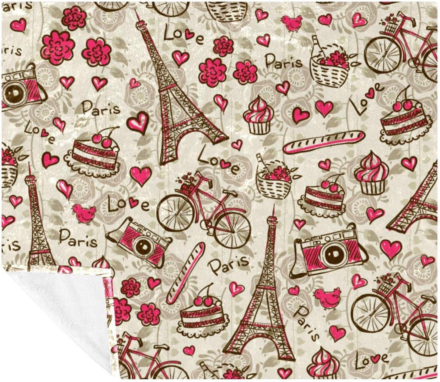 

Сучасна ковдра з фланелі. Барвистий туристичний ескіз Ейфелевої вежі в Парижі. Французький плед для крісла. Ковдра з кондиціонером. 75x90cm