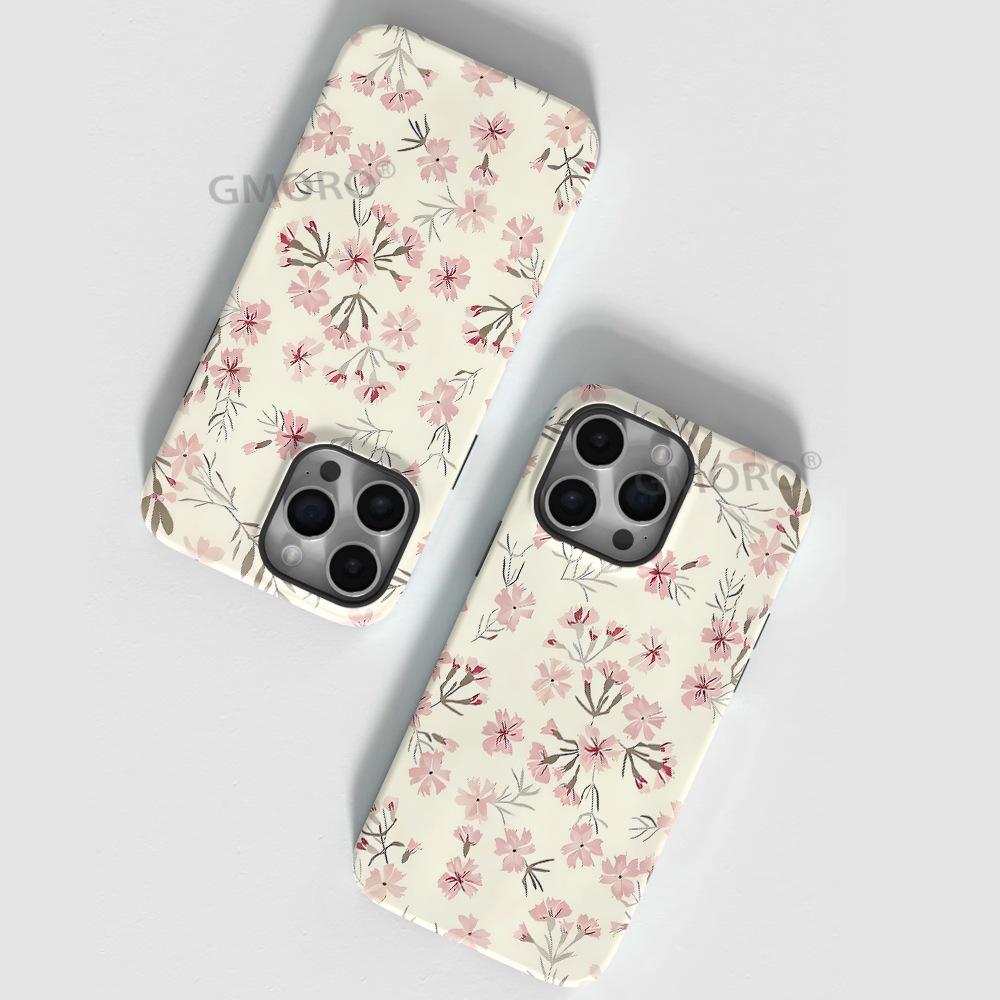 Summer New Product Jane European Fresh Temperament Flower Mobile Phone Case Apple Magnetic Protective Case iPhone Double-layer Anti-drop Case