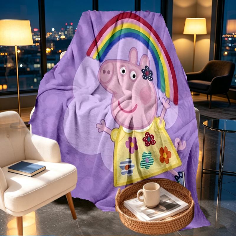 Peppa Pig Print Blanket - Soft & Comfortable, for Bedroom, Travel, Sofa, Home Decoration - Birthday Christmas Gift for Friend