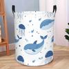 A Soft Fabric Laundry Basket Designed with a Cute Blue Whale And Jellyfish Theme, Suitable for Room And Home Organization, Laundry Hamper, Spacious La