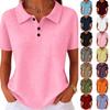 Women's Fashion Color T-Shirt — Vintage V-Neck, Button-Front, -Knit — Casual Short-Sleeve Top for Daily Commuting (Spring/Summer)