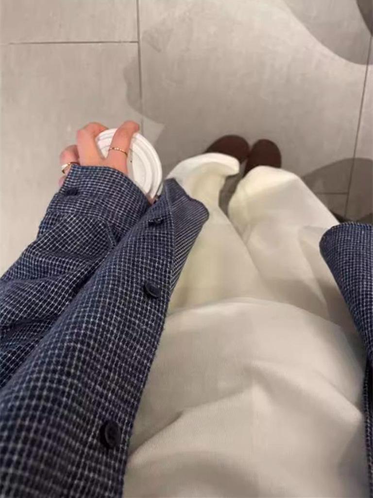 Women's Korean Blue Plaid Brushed Shirt - Loose Fit for Spring, Autumn, and Winter