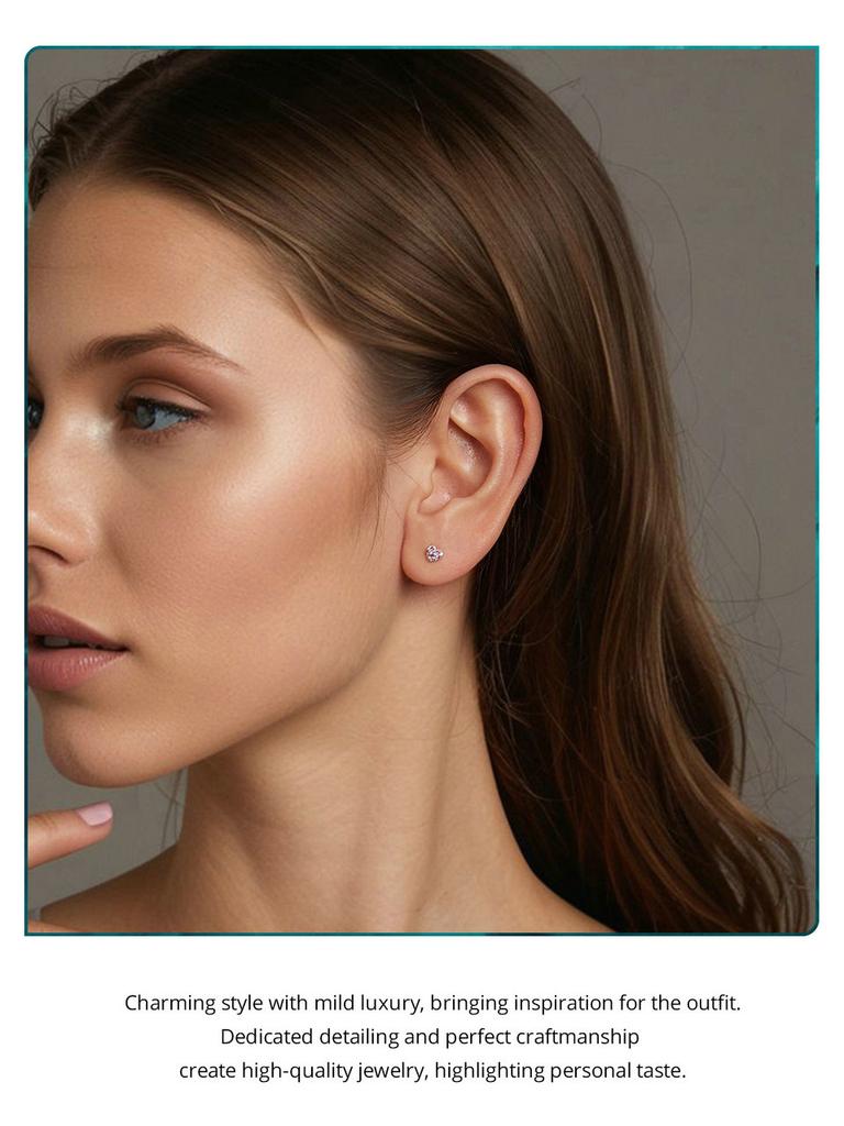 Bamoer 925 Sterling Silver Náušnice Duhové srdíčko Vintage Party pozlacené bílé zlato pro ženy Jemné šperky