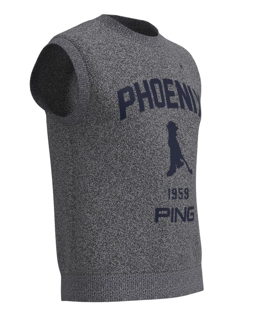 [Ping Apparel] Men's Lightweight Crew Neck Knit Vest (PHOENIX X Mr.PING Logo, Oversized)  Golf  621-3274801 022Light Top Gray M