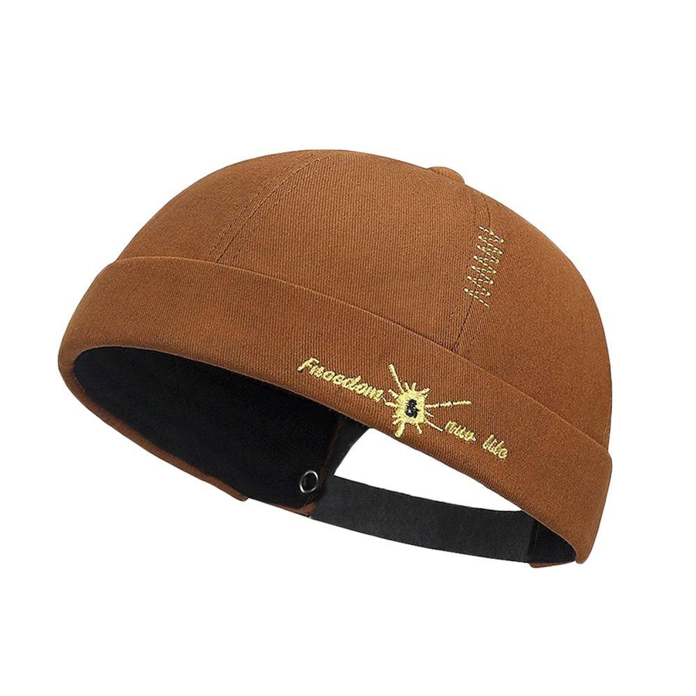 Fashion Hip Hop Beanie Street Hat Letter Embroidery Cotton Skullcap Adjustable Solid Color Melon Beanie Cap for Men Women