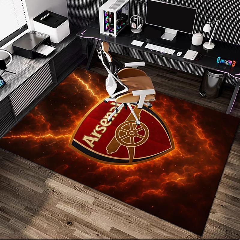 [1pc Football Club Office Chair Carpet] Digital Printed Area Rug for Home & Game Room Use, Soft Indoor Sofa Chair Mat