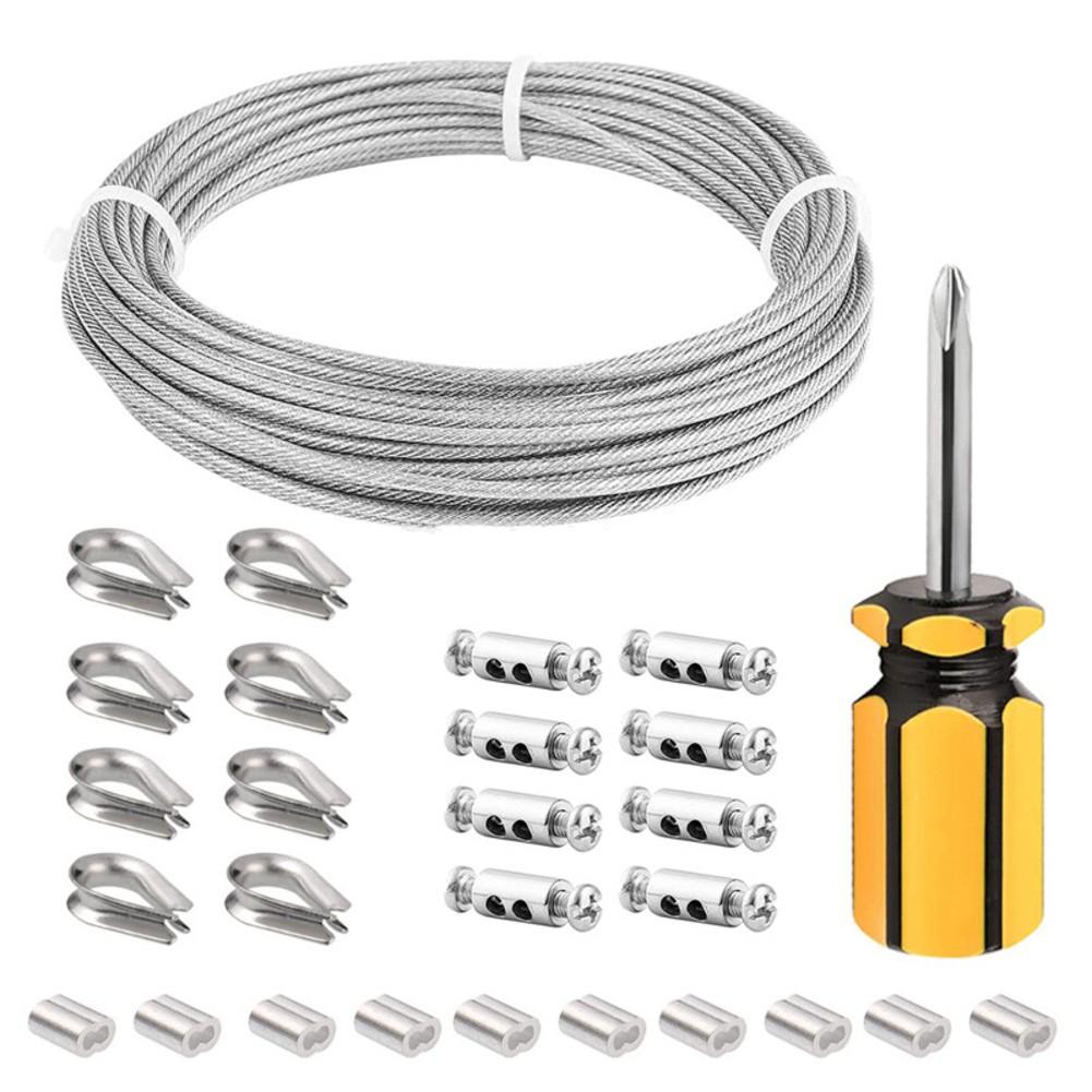 Generous Length Options Stainless Steel Wire Rope Vinyl Coated Cable Kit