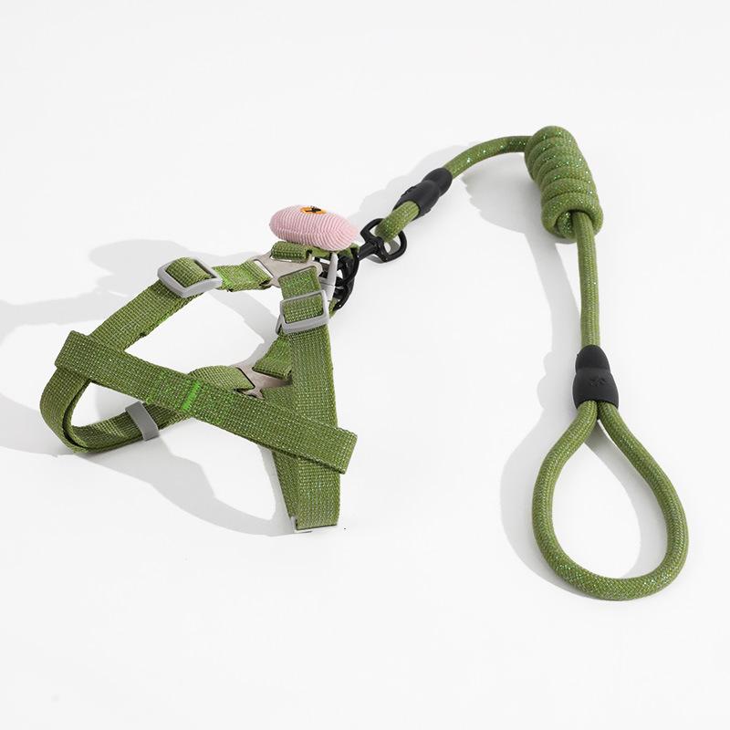Dog traction rope anti-break-free burst out special adjustable chest and back lanyard bright silk, chest and back traction round rope