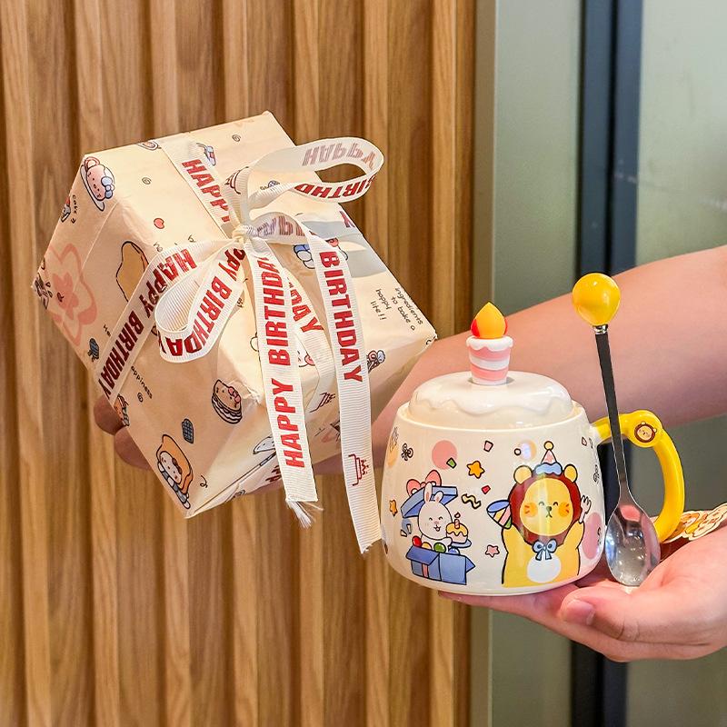 Birthday gift, cute ceramic mug, children's water cup, gift box for girlfriends, practical souvenir