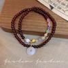 Retro Granat Perlen Mehrschichtiges Armband - Damen Chinesischer Stil Ping An Kou Nischen-Accessoire