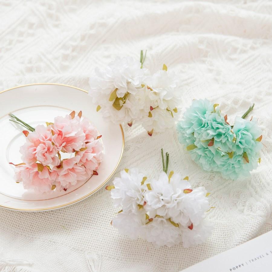 Artificial Flowers Mini Bouquet Silk Cherry Festival Wreath Decorations Home Room Scrapbook Wedding Wreaths Diy Gifts Candy Box