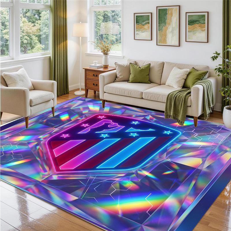 Atletico Madrid Design Crystal Velvet Rug Soft Decorative Mat for Bedroom Entrance