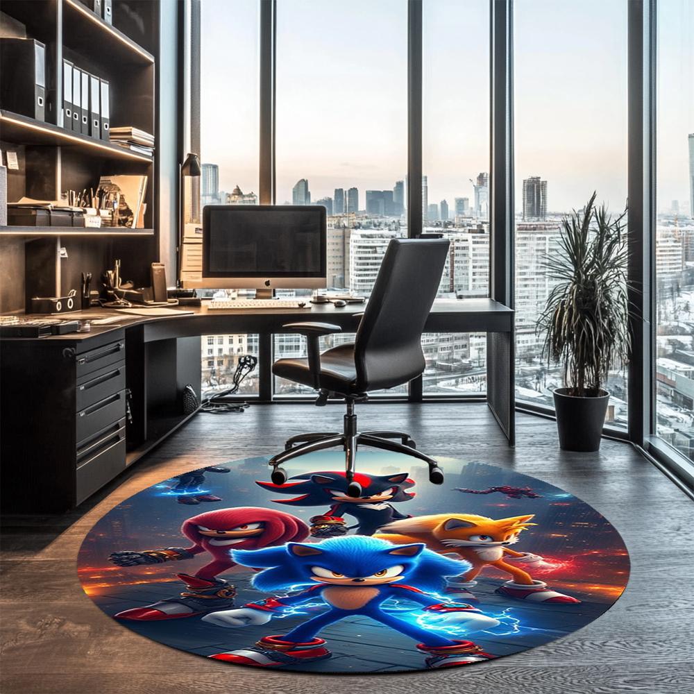 Runder Sonic-Teppich Teppich Stuhlteppich Bereichsteppich Eingang Fußmatten, für Bürostuhl Wohnzimmer Schlafzimmer Küche.