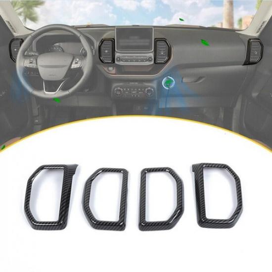 For -2024 Ford Bronco Sport Carbon Fiber Dash Air Vent Outlet Cover Trim Kit