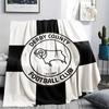 Coperta in Flanella Stampata Derby County FC, morbido plaid per camera da letto divano, lavabile, merchandising per tifosi di calcio, ottimo regalo.
